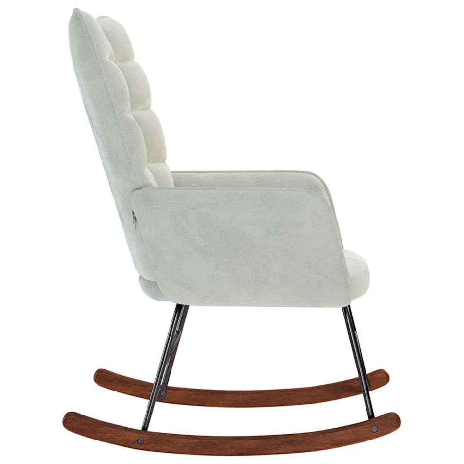 Silla mecedora de terciopelo gris