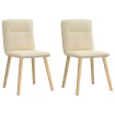 Sillas de comedor 2 unidades tela color crema
