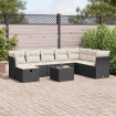 Set de sofás de jardín con cojines 9 pzas ratán sintético negro