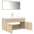 Set de muebles de baño 3 pzas madera contrachapada roble