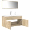 Set de muebles de baño 3 pzas madera contrachapada roble Sonoma