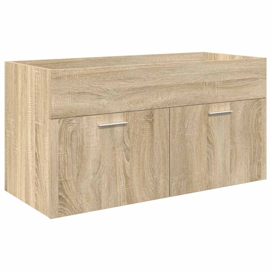 Set de muebles de baño 3 pzas madera contrachapada roble