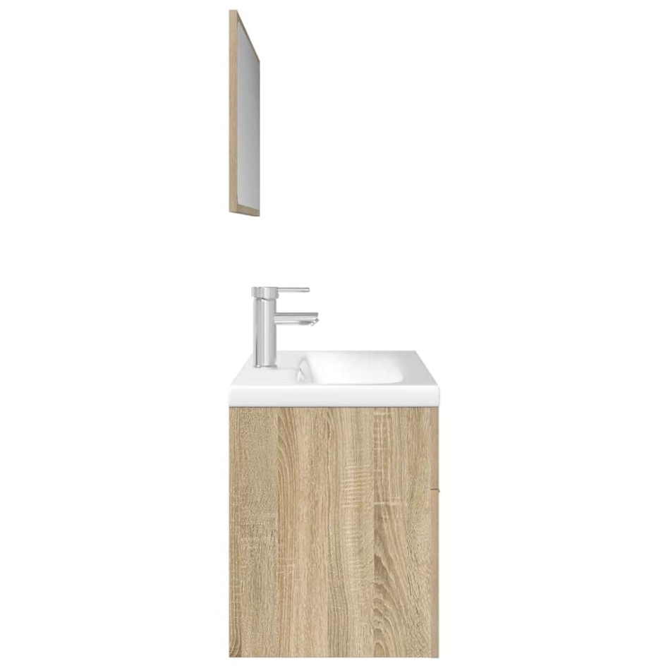 Set de muebles de baño 3 pzas madera contrachapada roble