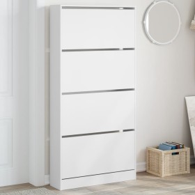 Mueble zapatero con 4 cajones abatibles blanco 80x21x163,5