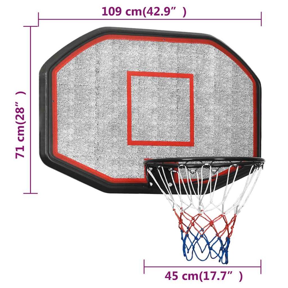 Tablero de baloncesto polietileno negro 109x71x3