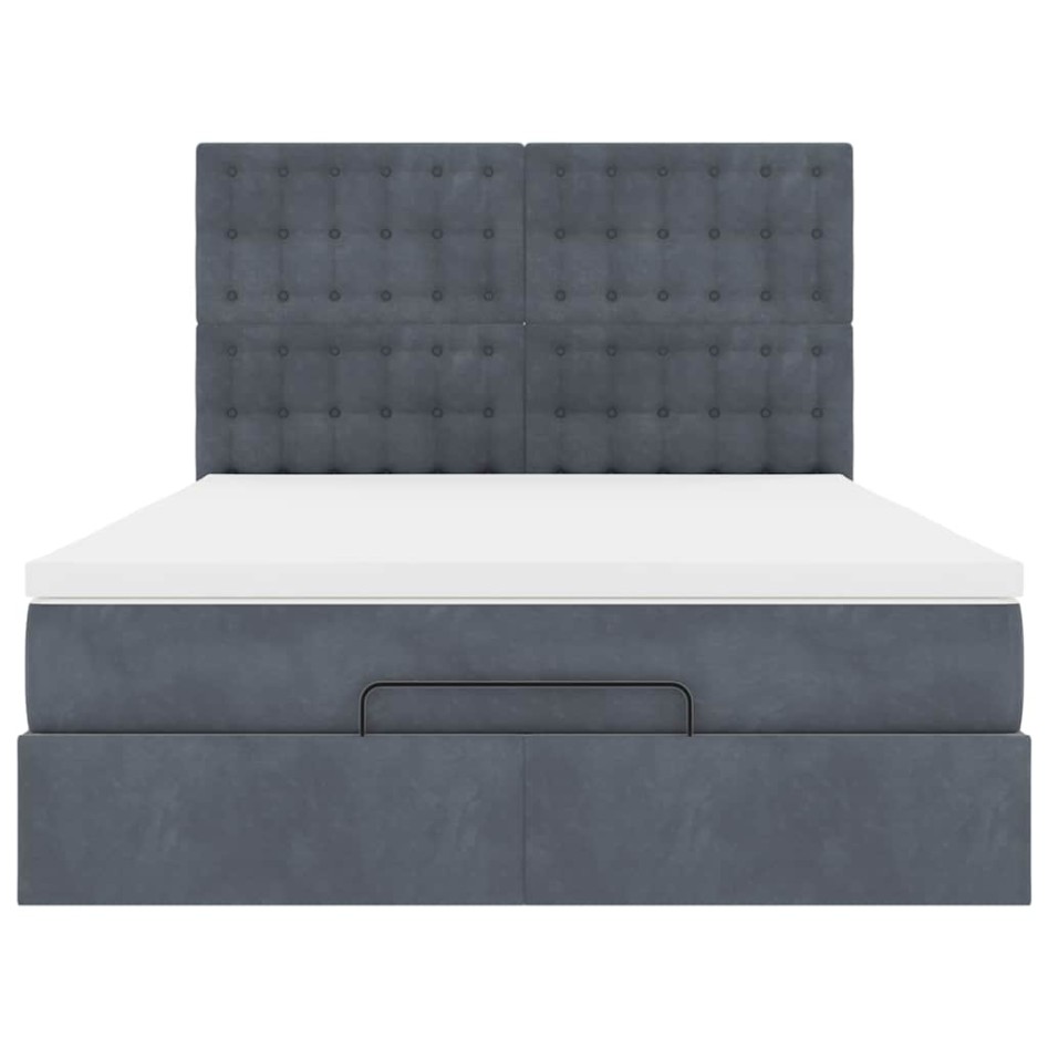 Estructura cama otomana colchones terciopelo gris