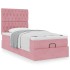 Estructura de cama otomana colchones terciopelo rosa