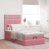 Estructura cama otomana con colchones terciopelo rosa