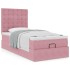 Estructura cama otomana con colchones terciopelo rosa