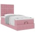 Estructura cama otomana con colchones terciopelo rosa