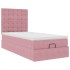 Estructura cama otomana con colchones terciopelo rosa