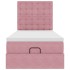 Estructura cama otomana con colchones terciopelo rosa