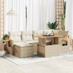 Set sofás jardín y cojines 7 pzas ratán sintético acacia beige