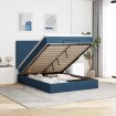 Estructura de cama otomana colchón tela azul pardo 140x200cm