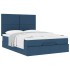 Estructura de cama otomana colchón tela azul pardo