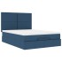 Estructura de cama otomana colchón tela azul pardo