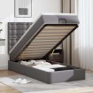Estructura cama otomana colchón cuero sintético gris 100x200cm