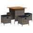 Set comedor de jardín 5 piezas con cojines ratán sintético