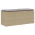 Banco de jardín con cojín ratán sintético beige 110x40x44