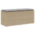 Banco de jardín con cojín ratán sintético beige 110x40x44