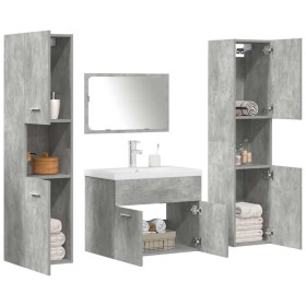 Set muebles de baño 5 piezas madera ingeniería gris