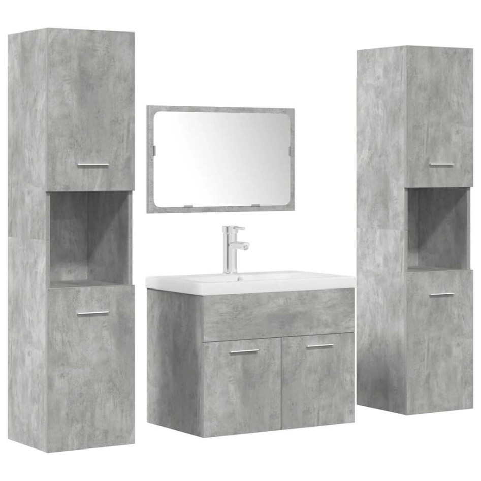 Set muebles de baño 5 piezas madera ingeniería gris