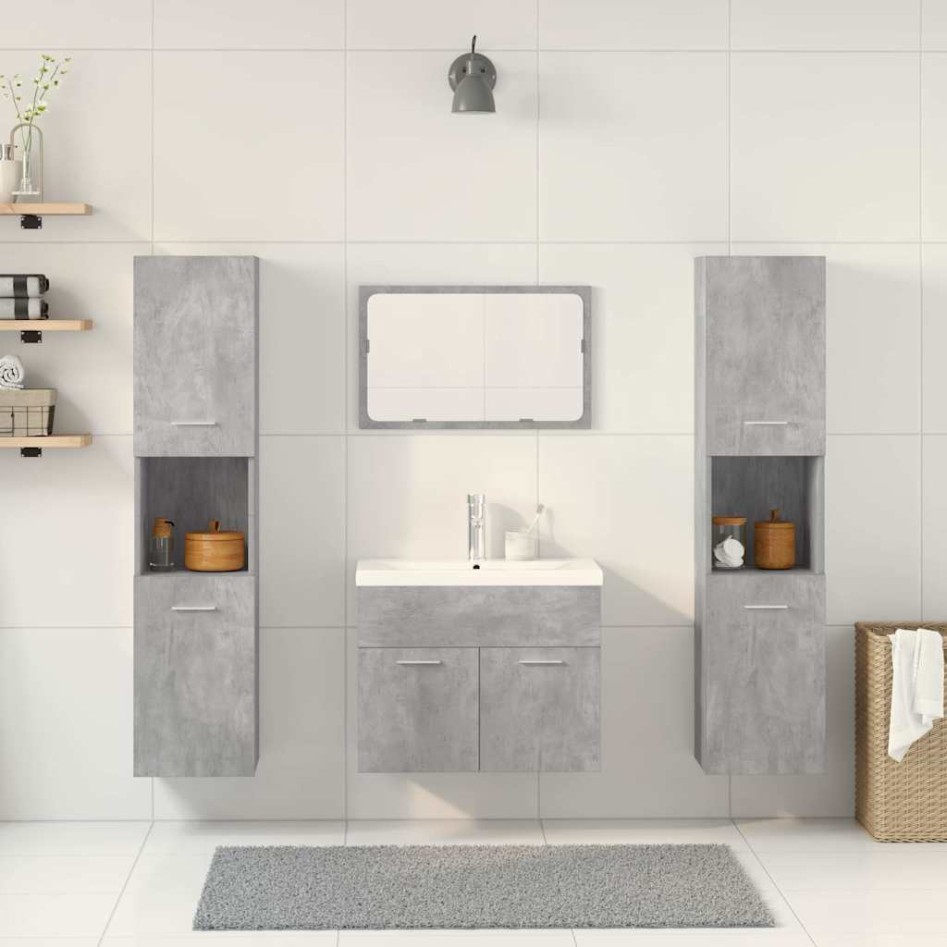 Set muebles de baño 5 piezas madera ingeniería gris