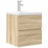 Set de muebles de baño 2 pzas madera contrachapada roble