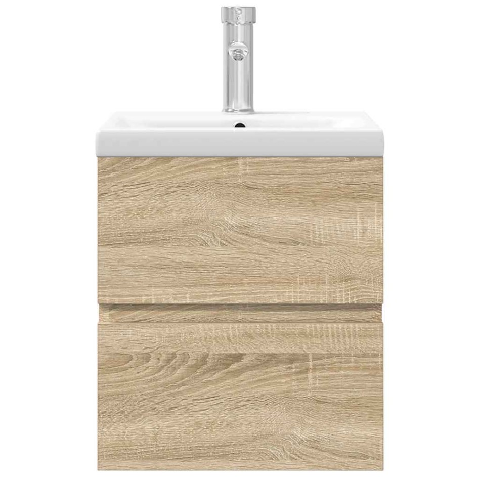 Set de muebles de baño 2 pzas madera contrachapada roble