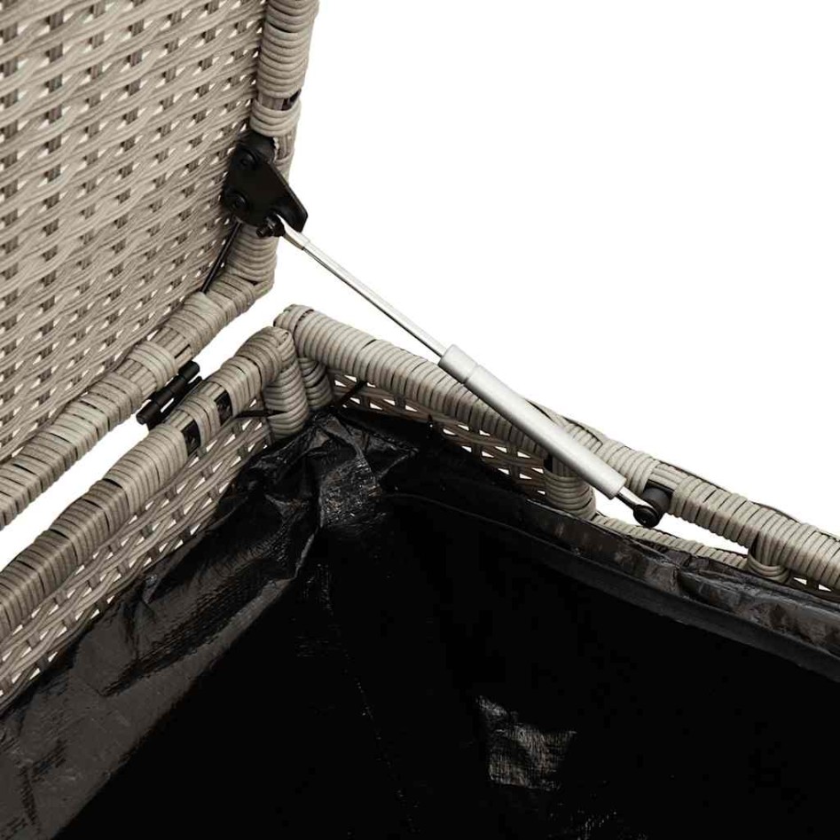 Caja almacenaje jardín ratán sintético gris claro 110x50x58