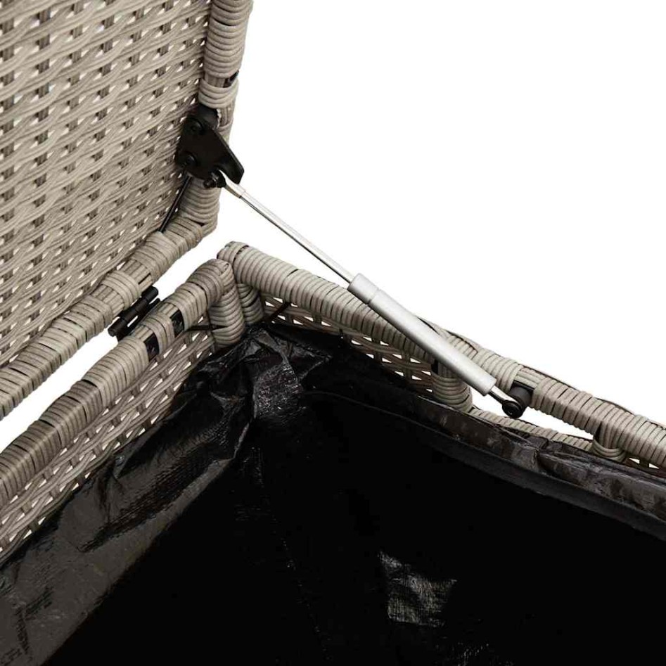 Caja almacenaje jardín ratán sintético gris claro 220x50x58