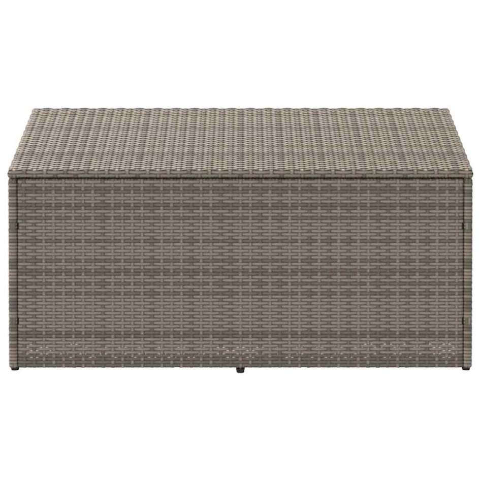 Caja de almacenaje de jardín ratán sintético gris 110x50x58