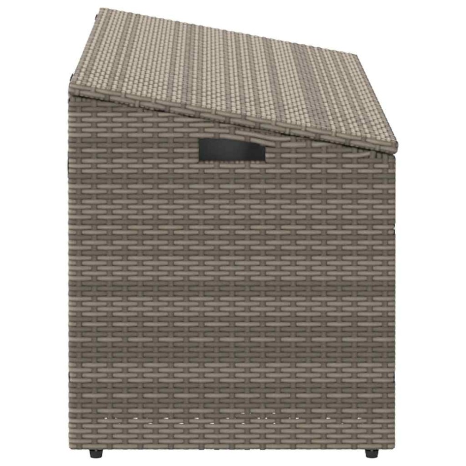 Caja de almacenaje de jardín ratán sintético gris 110x50x58