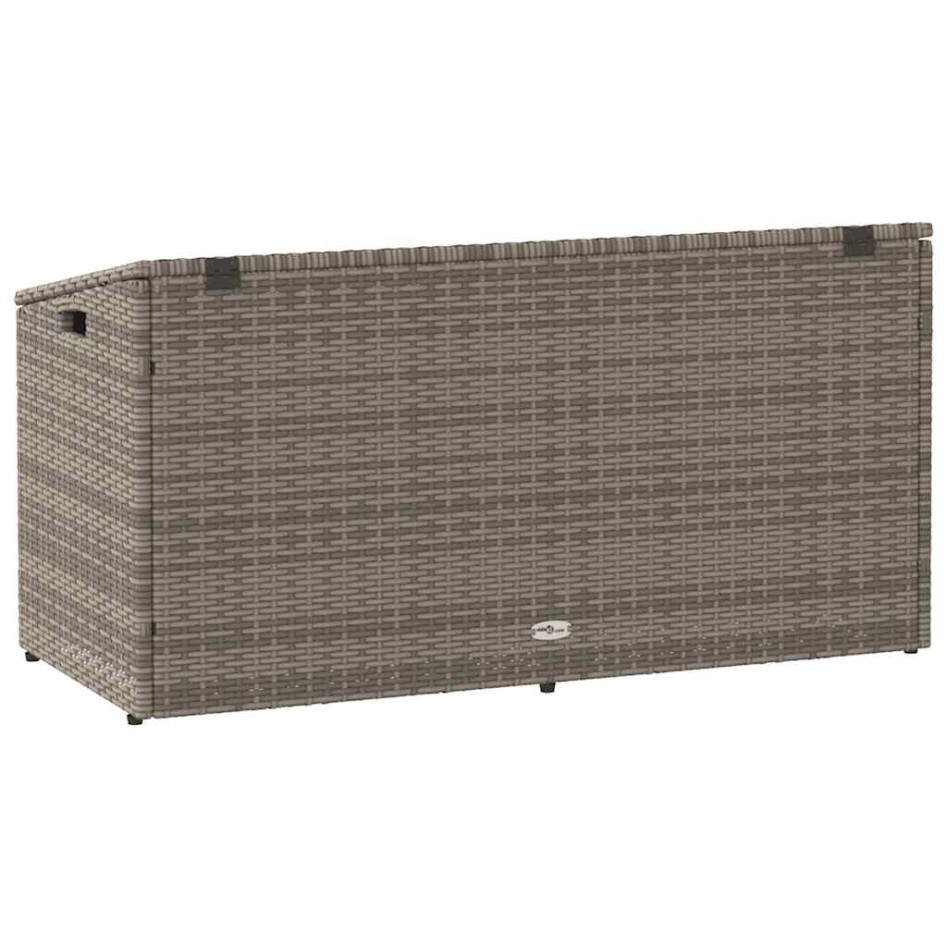 Caja de almacenaje de jardín ratán sintético gris 110x50x58