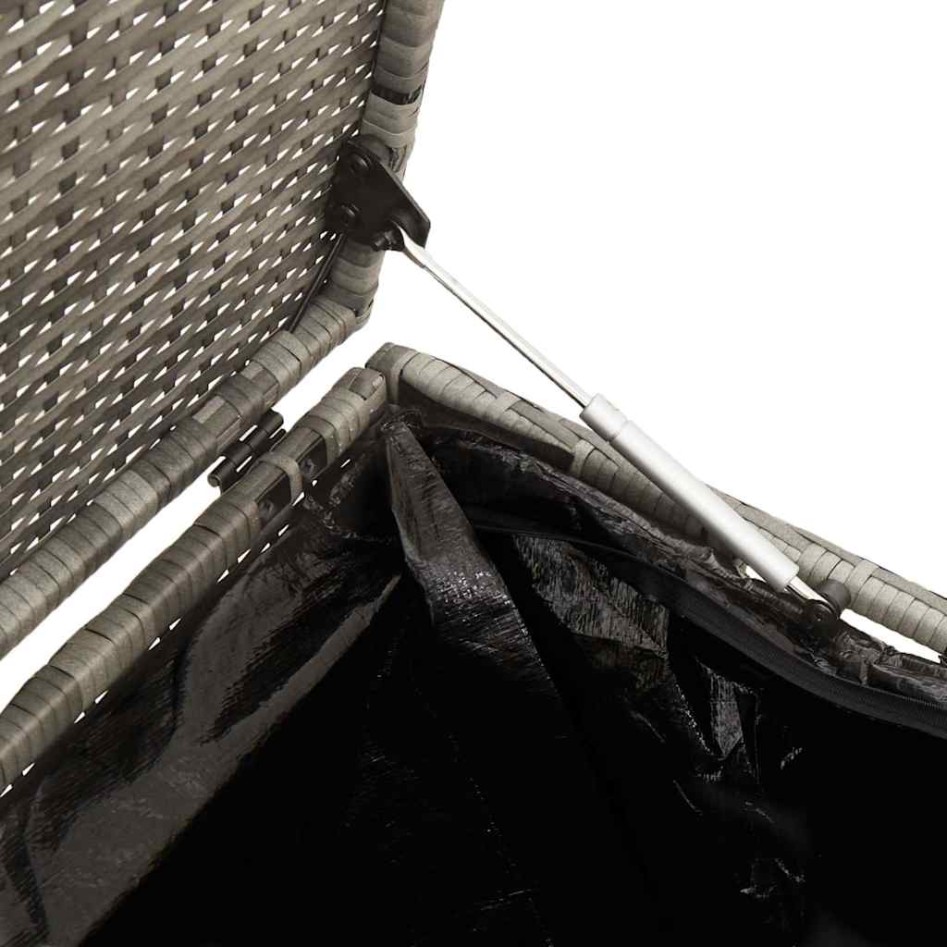 Caja de almacenaje de jardín ratán sintético gris 110x50x58