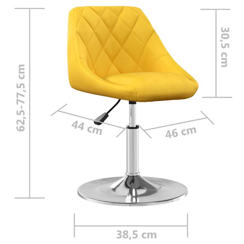 Sillas de comedor giratorias 2 uds terciopelo amarillo