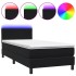 Cama box spring con colchón cuero sintético negro 90x210