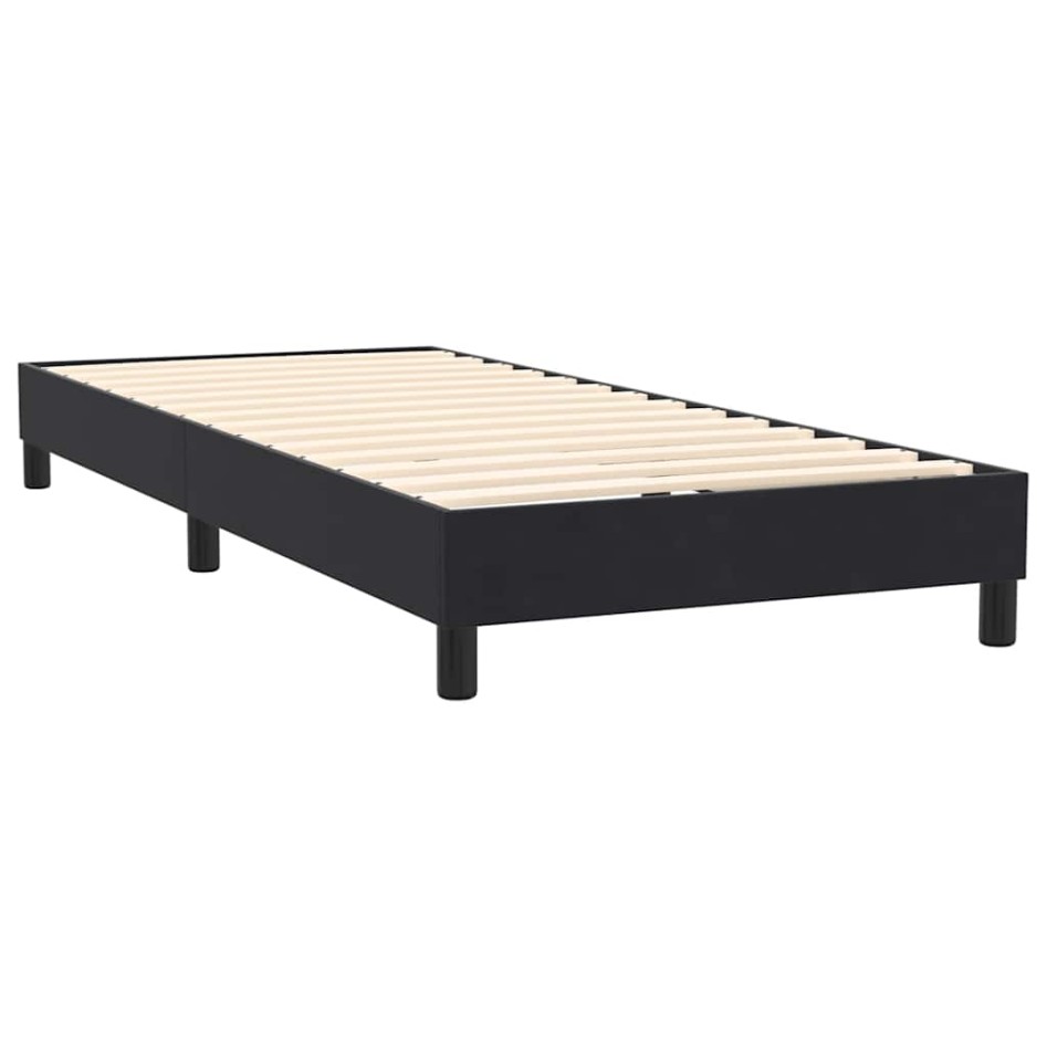 Cama box spring con colchón cuero sintético negro 90x210