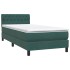 Cama box spring con colchón terciopelo verde oscuro 90x220