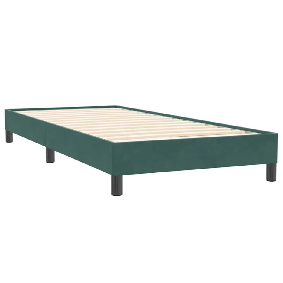 Cama box spring con colchón terciopelo verde oscuro 90x220