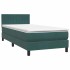 Cama box spring con colchón terciopelo verde oscuro 90x220