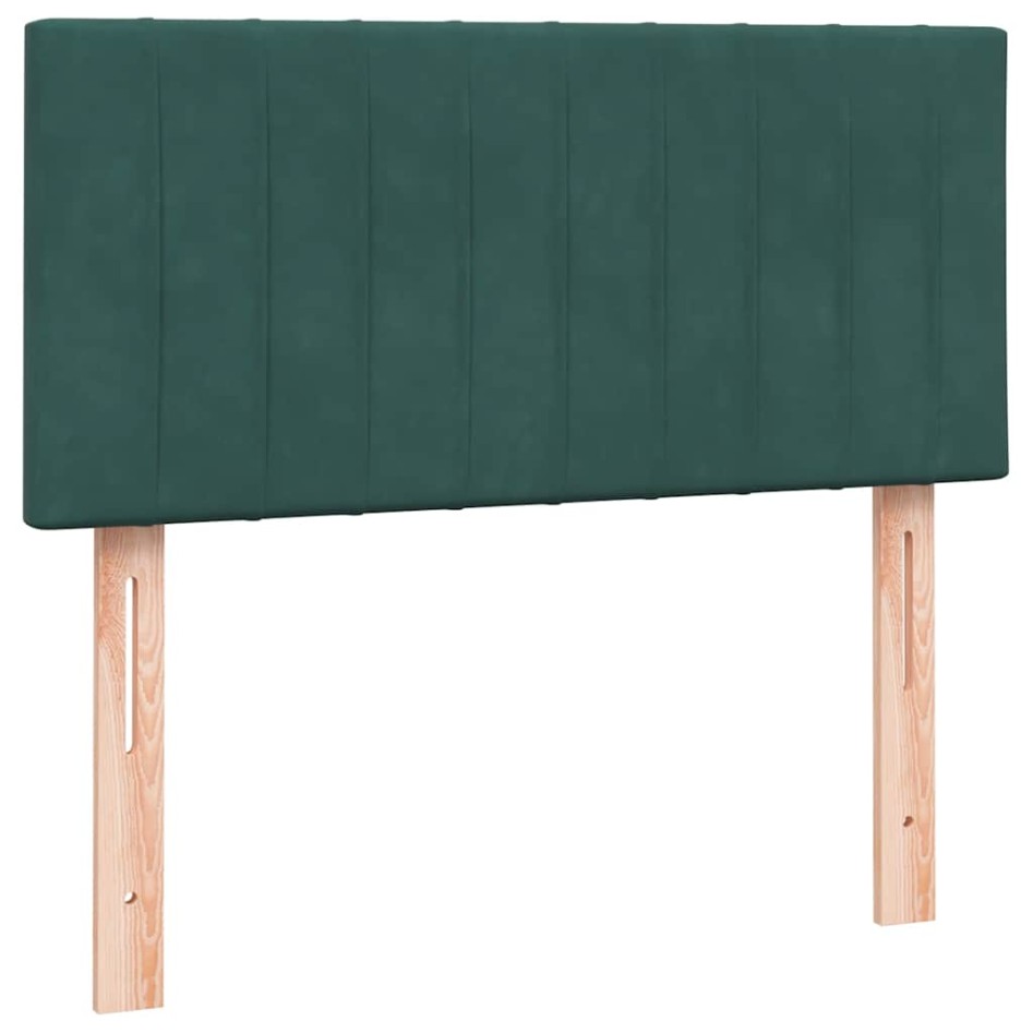 Cama box spring con colchón terciopelo verde oscuro 90x220