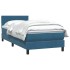 Cama box spring con colchón terciopelo azul oscuro 80x210