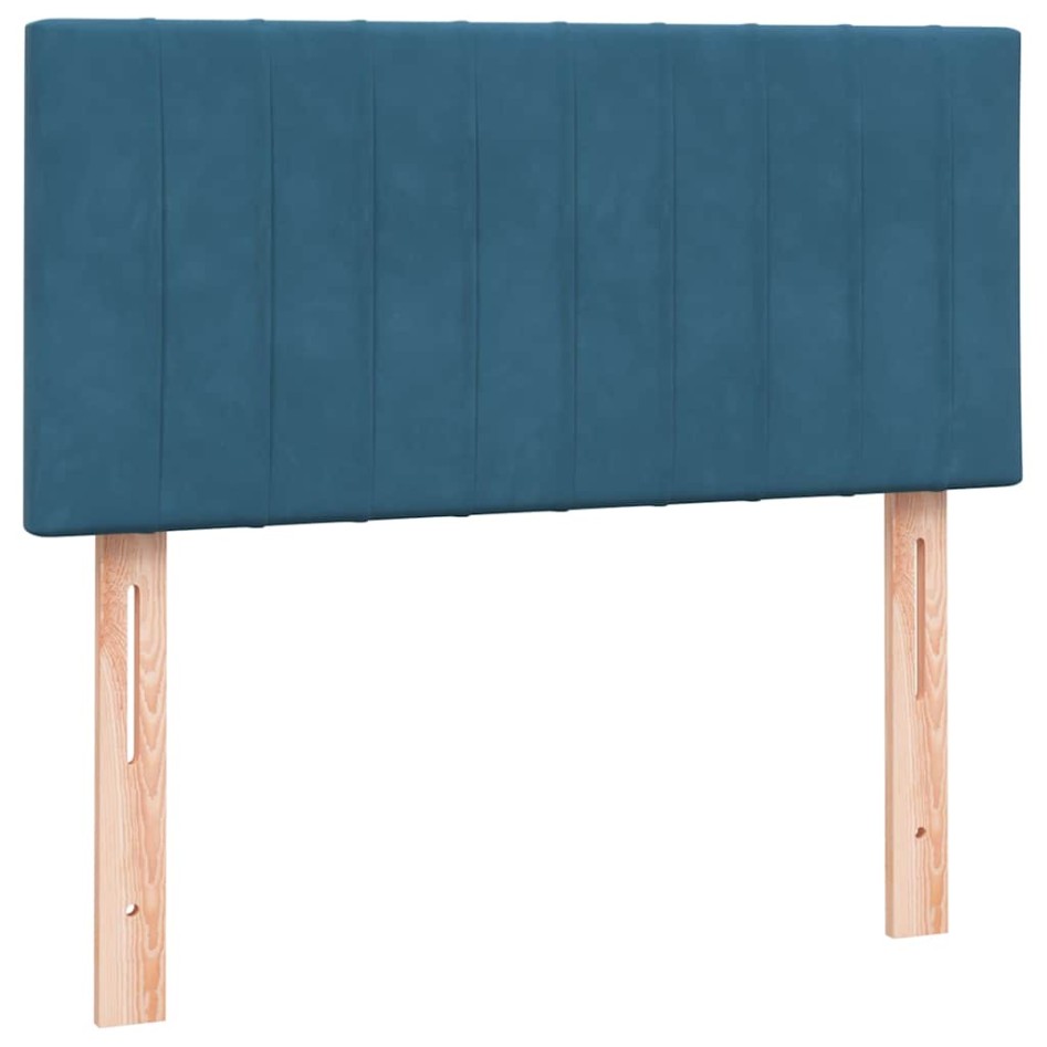Cama box spring con colchón terciopelo azul oscuro 80x210