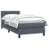 Cama box spring con colchón terciopelo gris oscuro 80x220