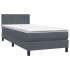 Cama box spring con colchón terciopelo gris oscuro 90x220