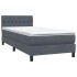 Cama box spring con colchón terciopelo gris oscuro 90x220