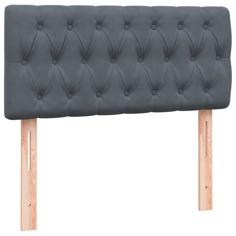 Cama box spring con colchón terciopelo gris oscuro 90x220