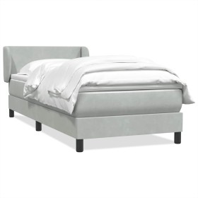 Cama box spring con colchón terciopelo gris claro 90x220