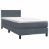 Cama box spring con colchón terciopelo gris oscuro 90x220